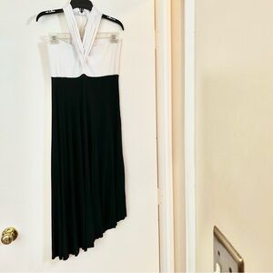 INC Black and White Summer Asymmetrical Maxi Cotton Slip Sundress, Size M